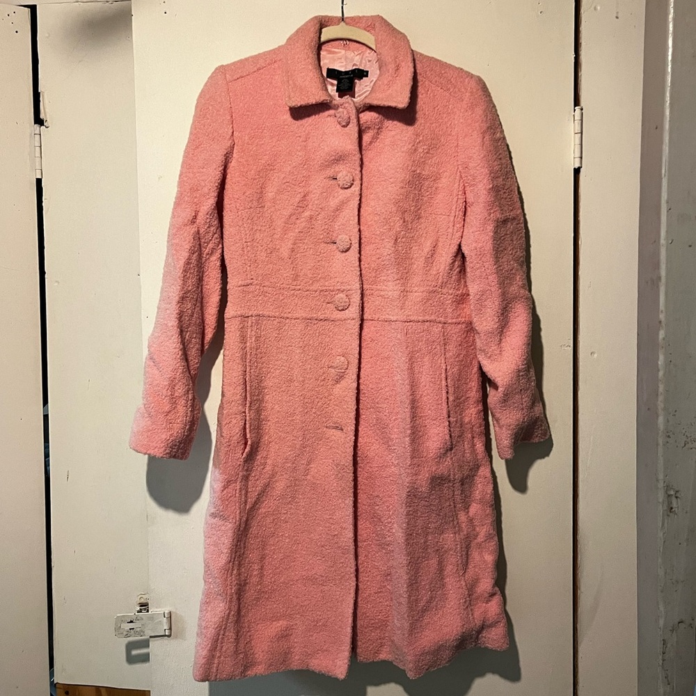 Arden B Pink Teddy Button-Front Coat